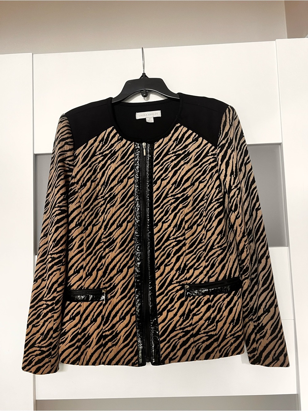 Laura Ashley Black and Tan Zebra-Print Blazer